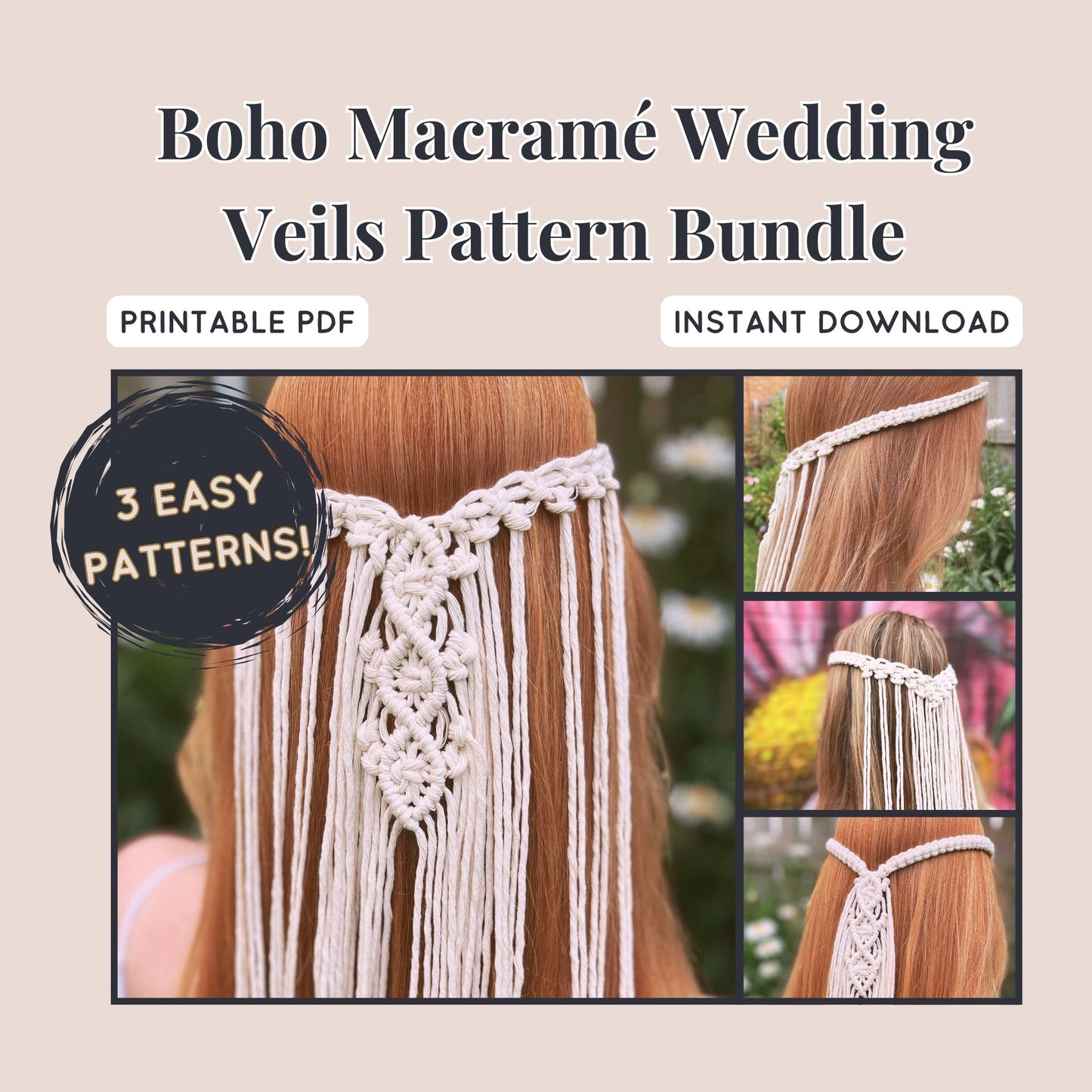 Boho Macramé Wedding Veils Pattern Bundle